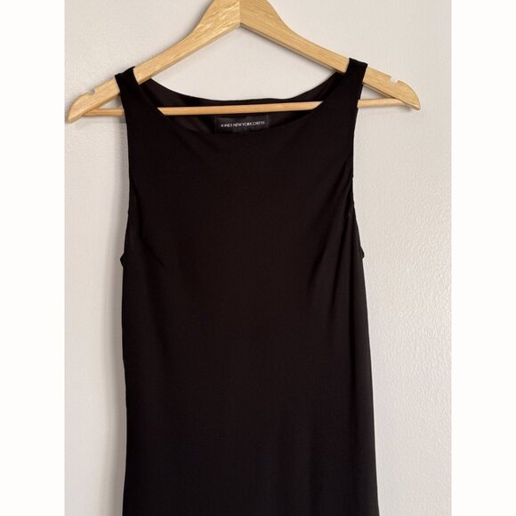 Jones New York 100% Silk Black Beaded Cocktail Midi Tiered Dress Womens 12 Glam - Picture 7 of 9